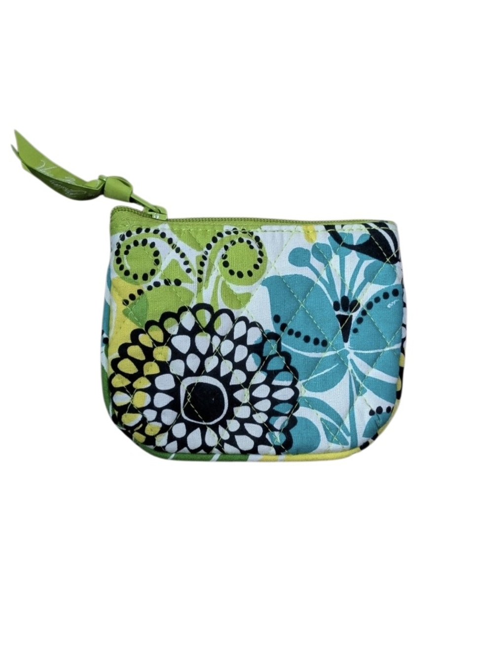 Vera Bradley Green & Turquoise Floral Quilted Wristlet Coin Pouch